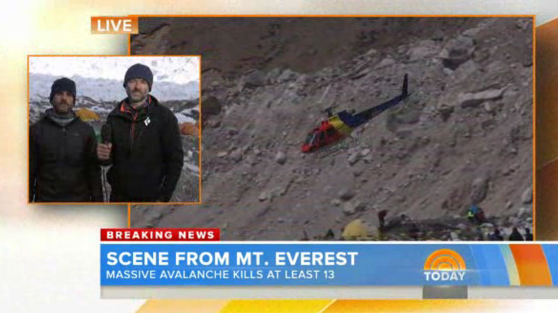 珠峰雪崩致死上升15人 救援画面曝光