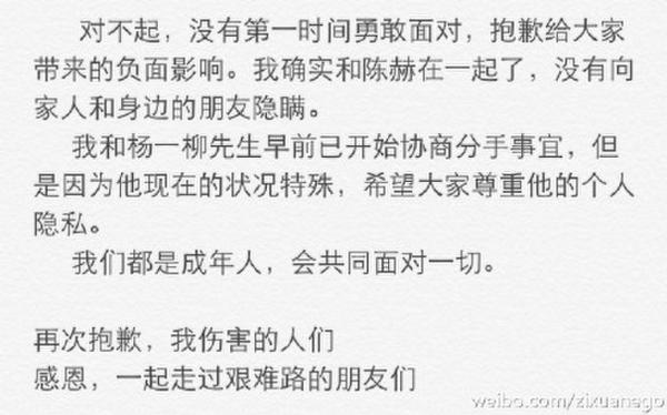 张子萱承认与陈赫恋情 称自己已走离婚程序