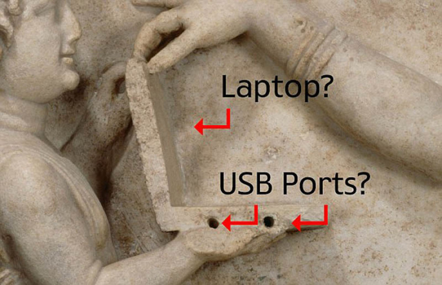 古希腊雕像中现“笔记本电脑” 雏形