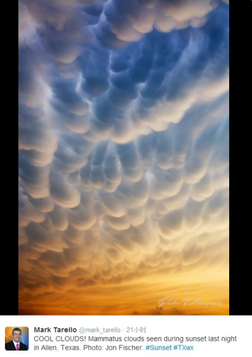 气象学家马克·泰利欧称赞“好酷的、云”。