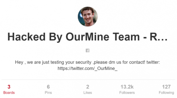 扎克伯格的Pinterest账户疑似遭黑客劫持