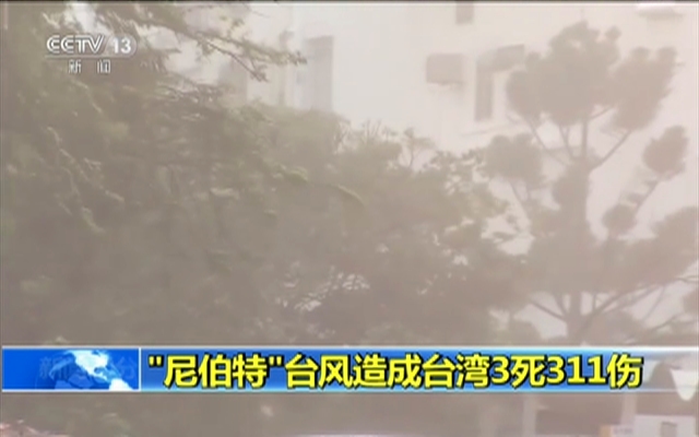 “尼伯特”台风造成台湾3死311伤