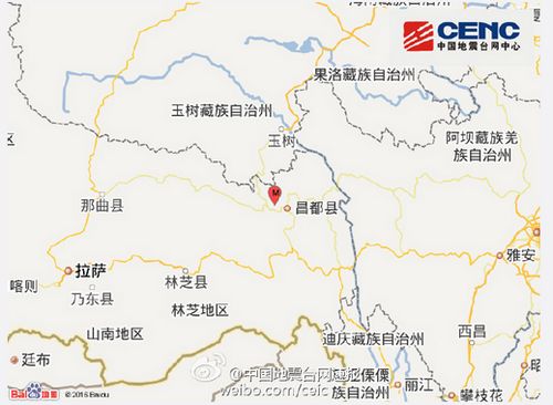 西藏昌都市卡若区发生3.6级地震