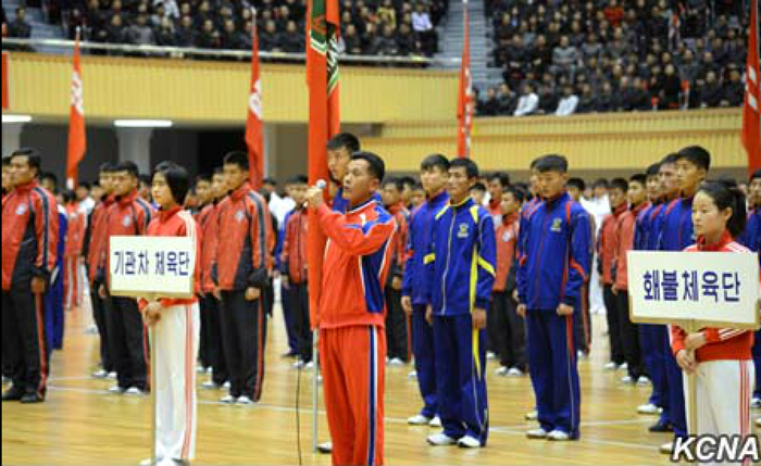 朝鲜举办人民体育大会 群众秀跳板秋千绝活 最新新闻