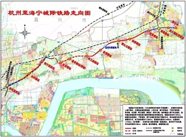 余杭高铁站→许村镇站→海宁高铁站→长安镇站→桑亭路站(预留→周王