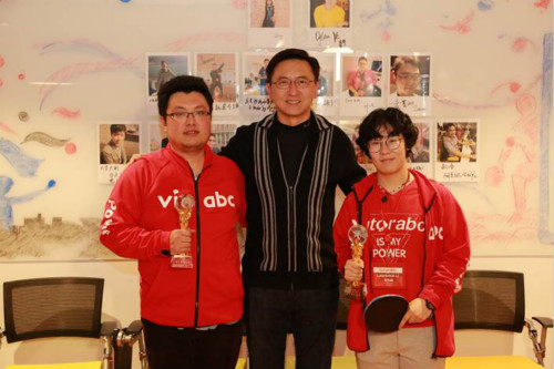 首届乒乓球大赛迎来巅峰对决,vipjr首席技术官汤峥嵘,研发部王佩,李越
