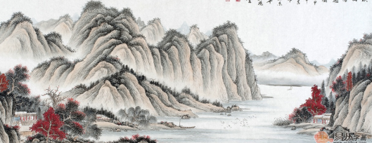 艺术山水国画景色秀丽雅致!
