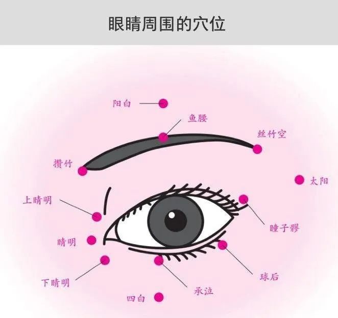 眉梢处 鱼腰位于眉毛中间位置 丝竹空为于眉尾 瞳子髎位于目外眦旁