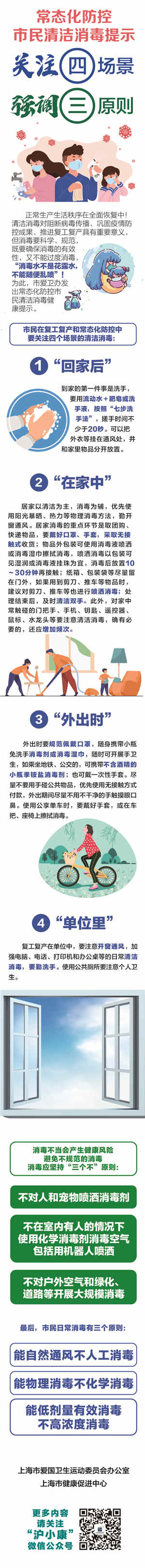 上海市爱卫办宣布常态化防控市民清洁消毒提示