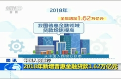 中国人民银行:2018年新增普惠金融贷款1.62万