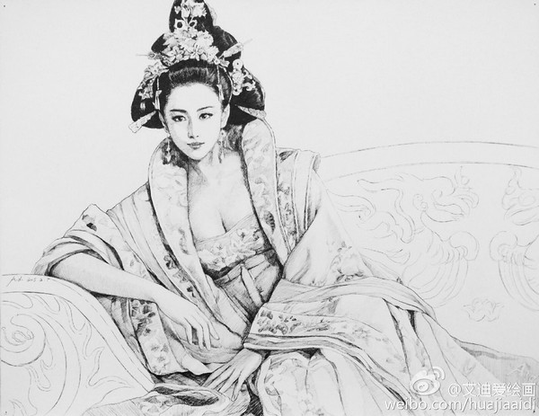 手绘《武媚娘》钢笔画