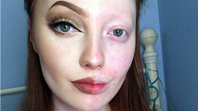 不忍直视!英国一女孩秀神奇化妆术 网友惊呼素颜"丑哭"