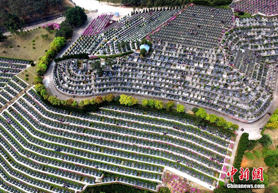 空中鸟瞰福州陵园 壮观如城市