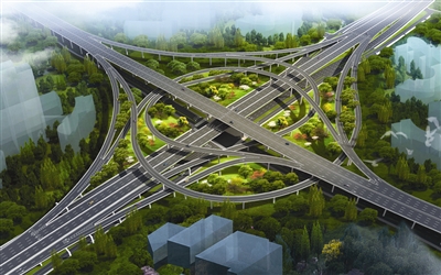 艮山快速路东湖路互通效果图