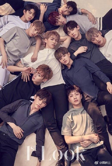 根据封面照片显示,nine percent九子与wanna·one组合均是躺在地板上