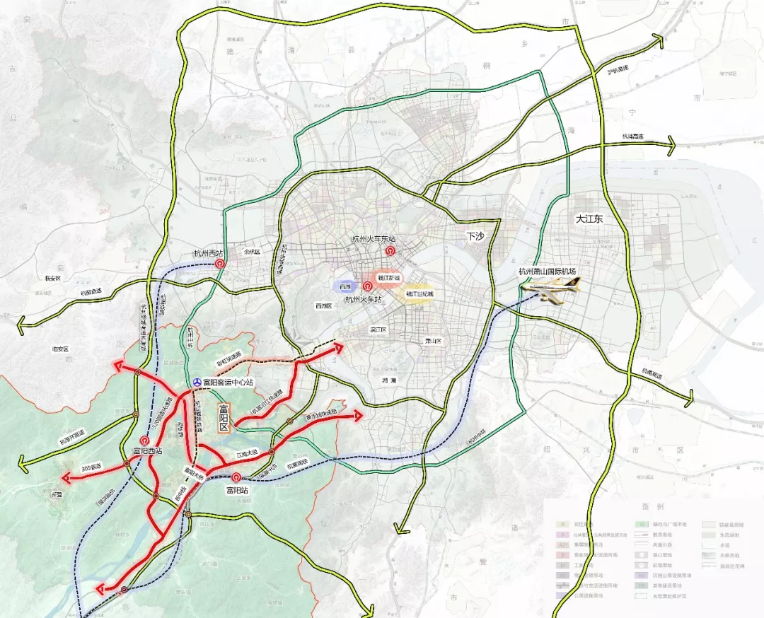 铁路,杭黄高铁,杭温高铁(湖杭高铁),杭州绕城高速公路西复线富阳段