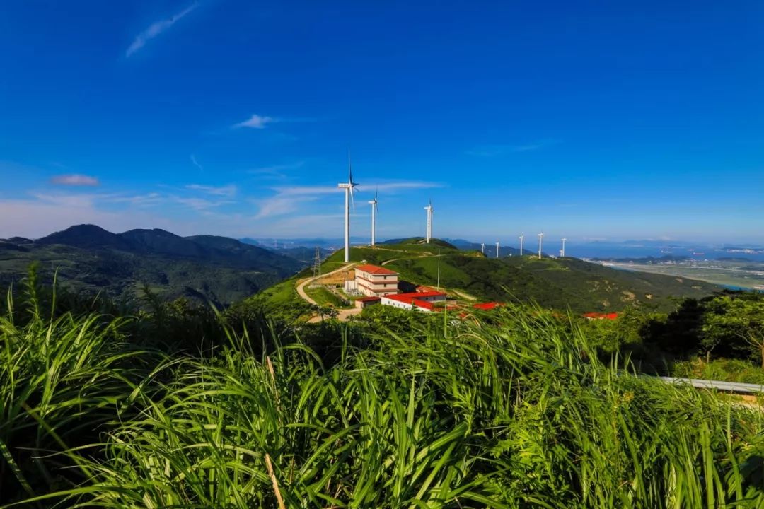 在山脊上成了一道亮丽的风景线,站在山顶北可观北仑港码头,南临梅山